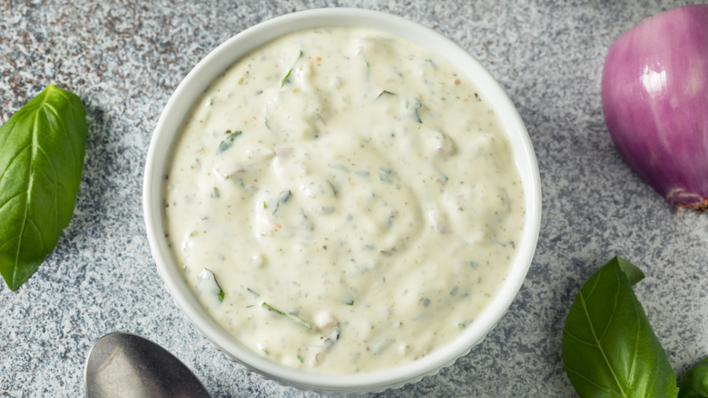 Bowl of Green Goddess dressing