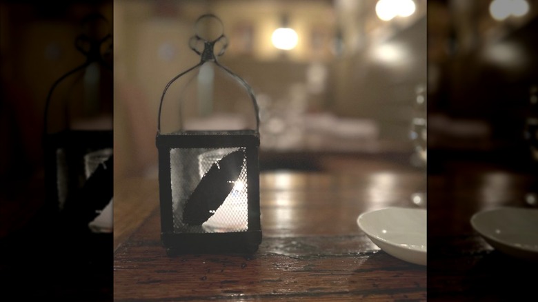 A lantern is displayed on a table at 1770 House