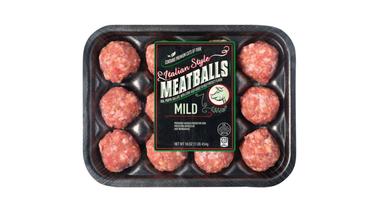 12 Mild Pork Italian Style Meatballs in a plastic package