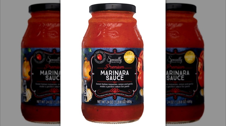 A bottle of Specially Selected Marinara Pasta Sauce