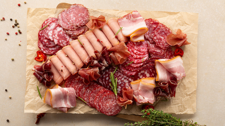 A platter of deli meat