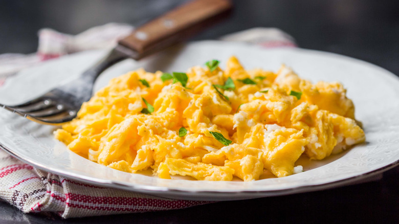 Plate of scrambled eggs