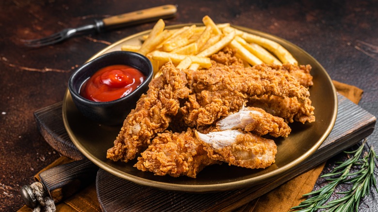 fried chicken tenders and fries