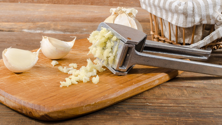 Garlic and garlic press