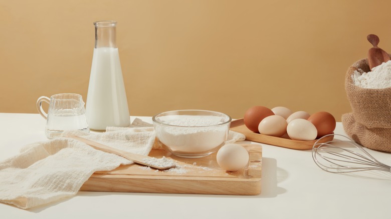 Several baking ingredients arranged together