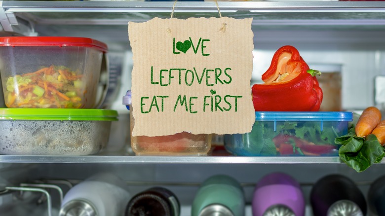 leftovers sign in fridge
