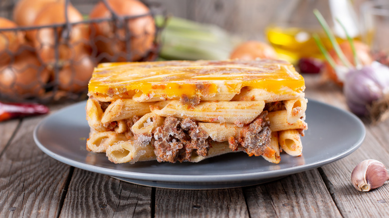 plate with frozen pasta