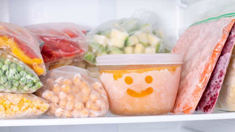 frozen food in freezer