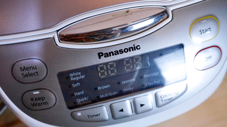 A Panasonic rice cooker's display panel