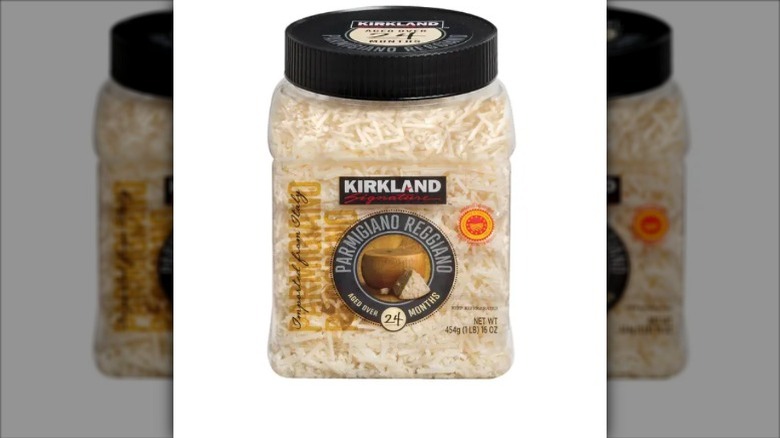 A jar of Kirkland Signature Parmigiano Reggiano