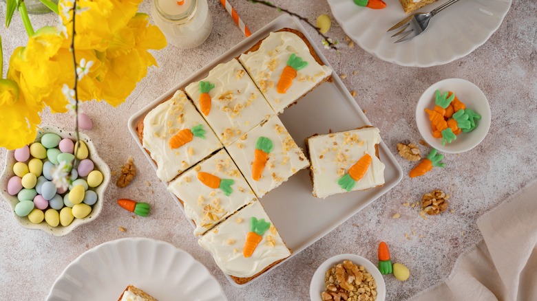 Homemade carrot cake with cream cheese icing