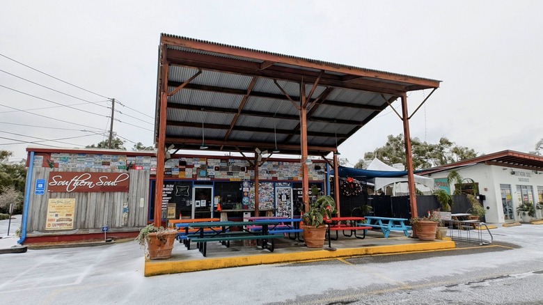 Exterior and seating area for Southern Soul Barbeque