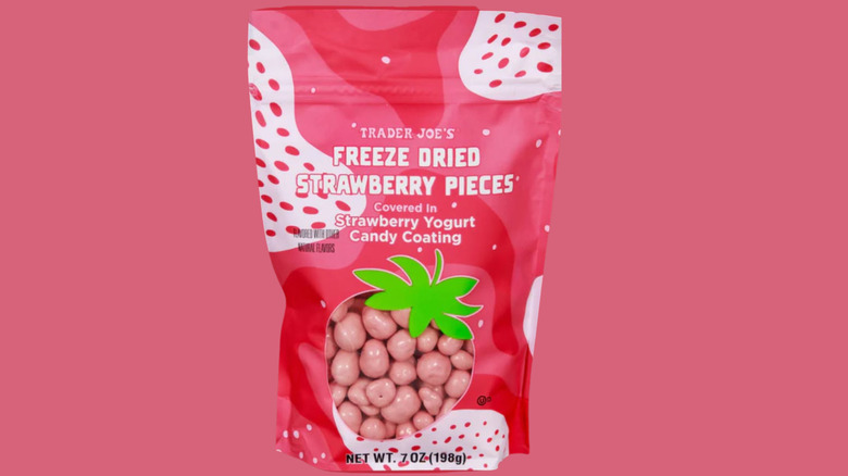 a package of Freeze Dried Strawberry Pieces from Trader Joe's