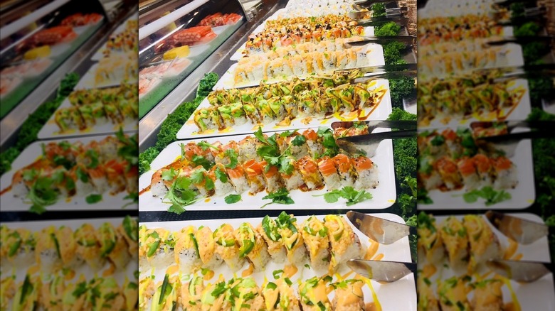 The sushi buffet at 100s Buffet in San Diego, CA