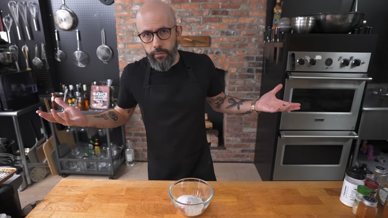 Andrew Rea, creator of Binging with Babish, is seen in a still from one of his videos