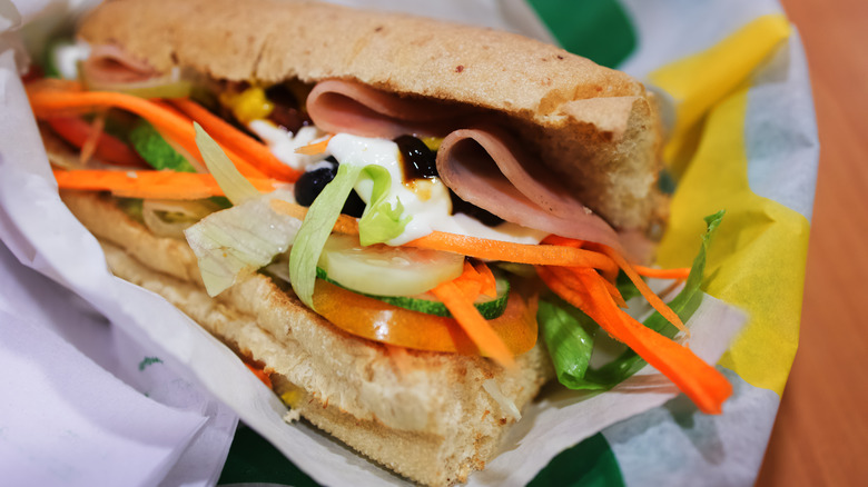 Subway sandwich with vegetables