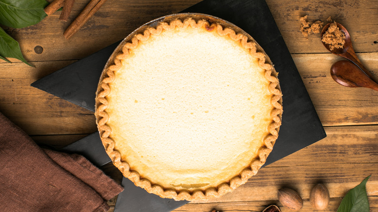 White potato pie on a platter