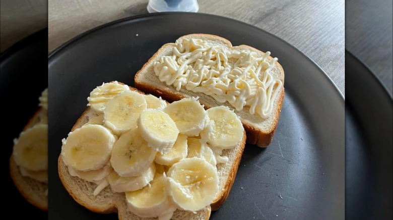 A banana and mayonnaise sandwich