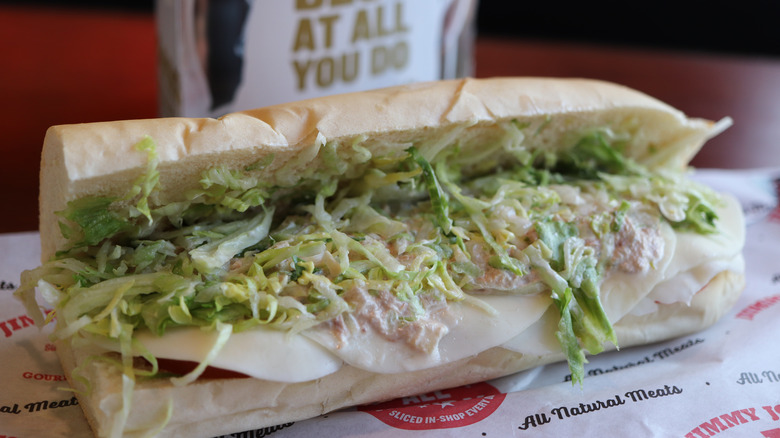 A sandwich from Jimmy John's on a table