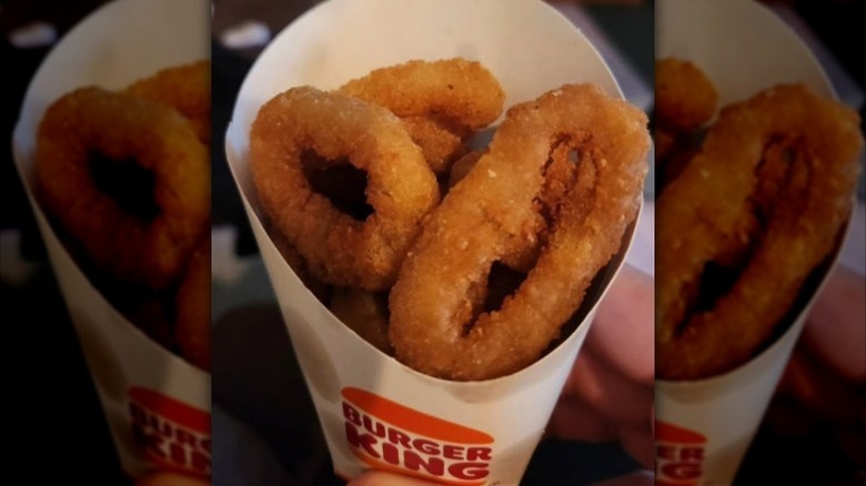 Burger King onion rings in a white container