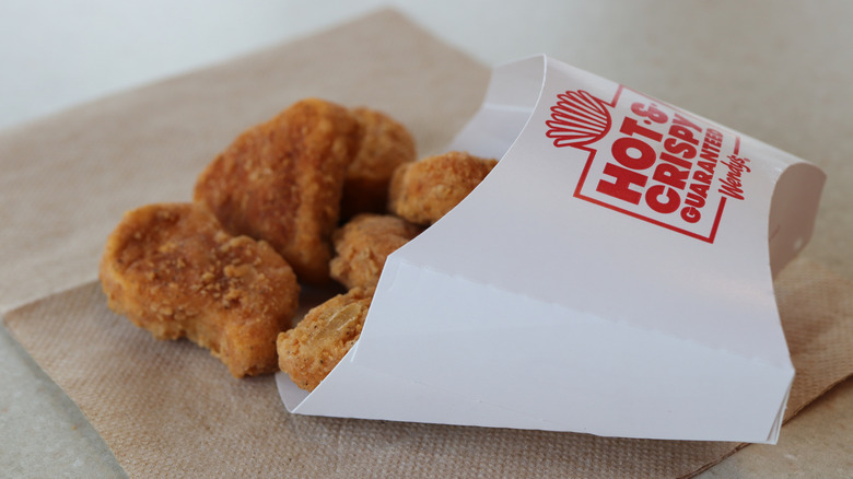 Wendy's chicken nuggets in a white container on a table