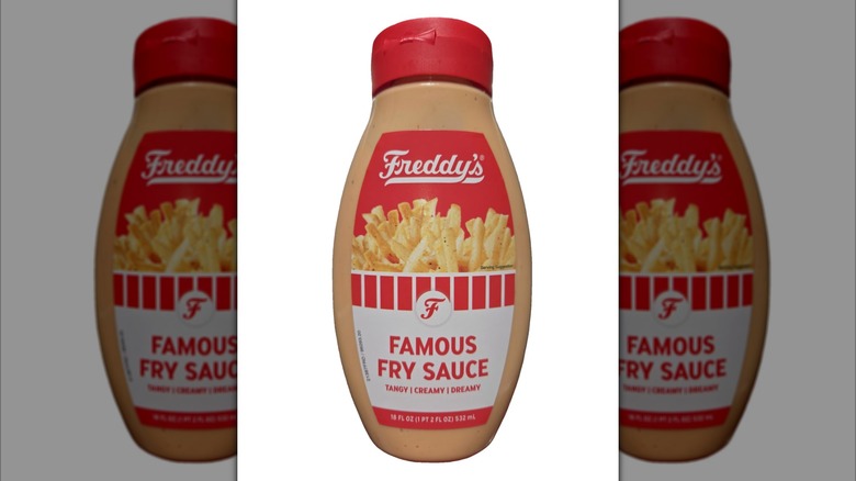 Freddy's famous fry sauce on white background