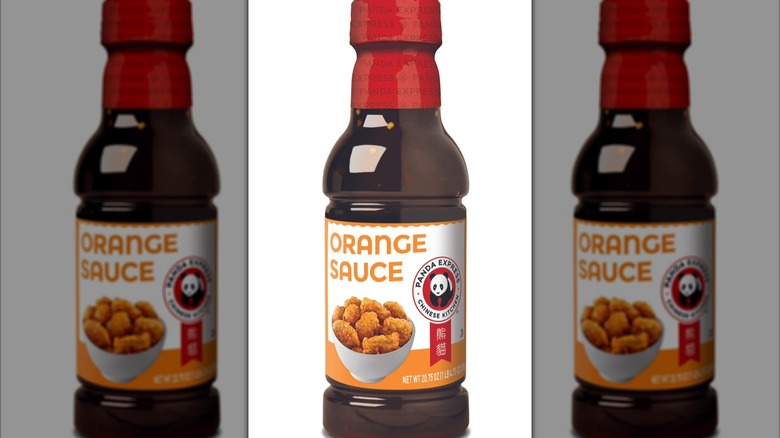Panda Express orange sauce on white background