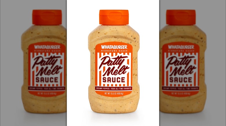 Whataburger patty melt sauce on white background