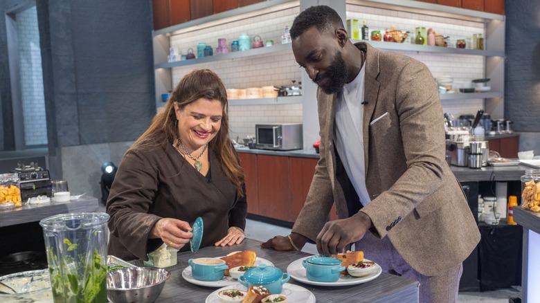 Alex Guarnaschelli and Eric Adjepong as seen on "Alex vs America"