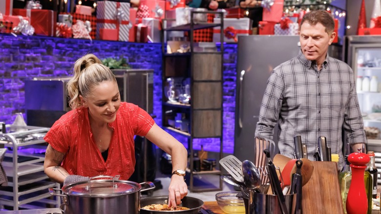 Bobby Flay and Brooke Williamson are seen in "Beat Bobby Flay: Holiday Throwdown"