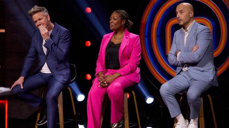 Host/Judge Gordon Ramsay, Judge Tiffany Derry and Judge Joe Bastianich are seen in an episode of "MasterChef"