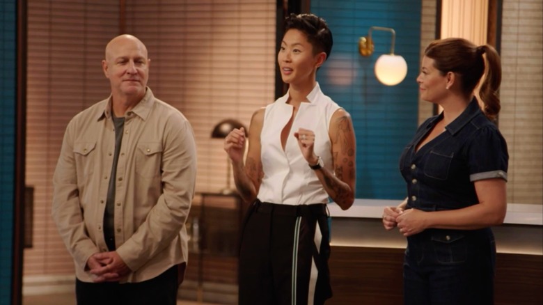 Tom Colicchio, Kristen Kish, and Gail Simmons are seen in an episode of "Top Chef"