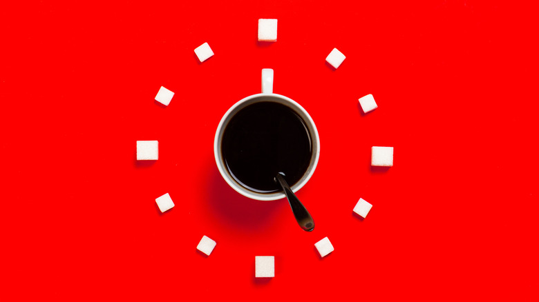 Coffee clock with sugar cubes