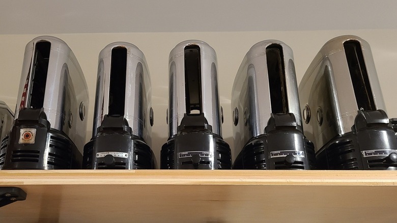 Line-up of vintage Toast-O-Lator machines