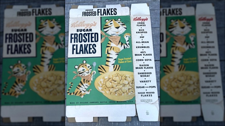 50s Frosted Flakes box with early depiction of Tony the Tiger