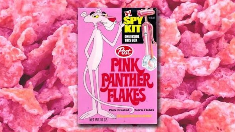 Pink Panther Flakes cereal box