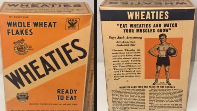 wheaties 30s cereal box featuring fictional jack armstrong character