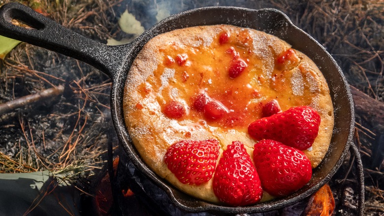 A Dutch baby with fresh strawberries