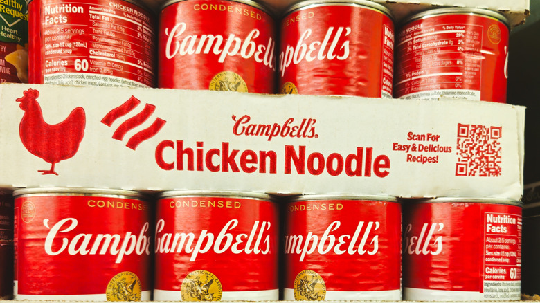 Cans of Campbell's Condensed Chicken Noodle Soup
