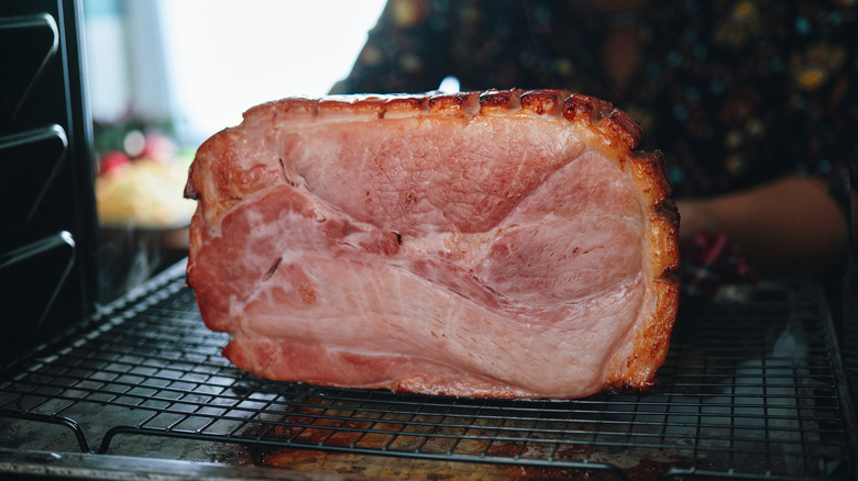 A ham is placed in the oven