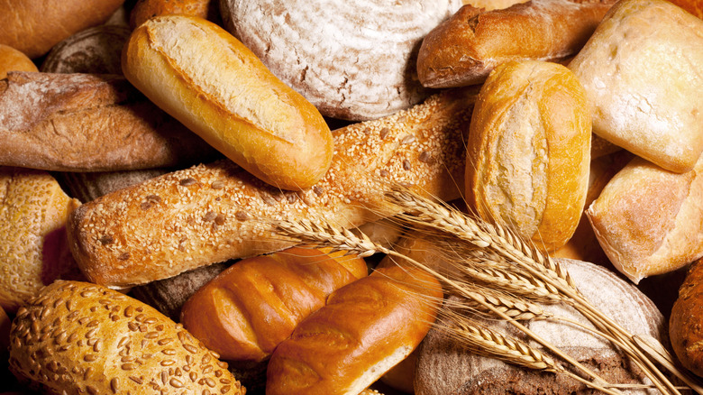 Piles of rustic bread