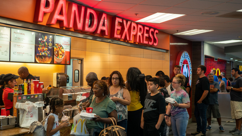 Customers wait in line at a Panda Express