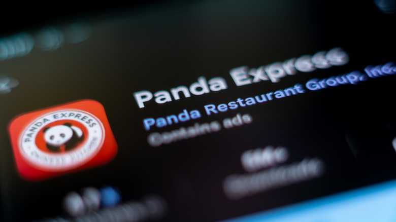 The Panda Express app displayed on a blurry phone screen
