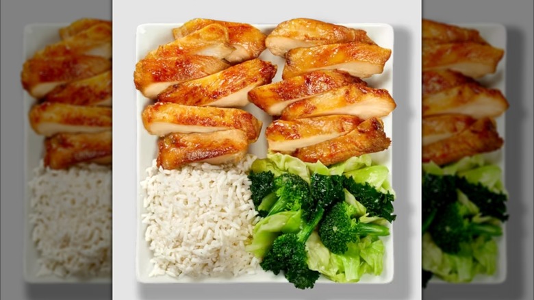 Panda Express Double Protein Plate on a white table