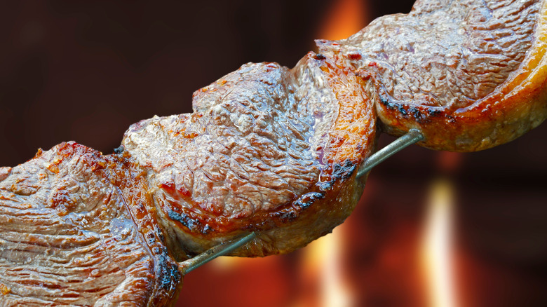 Pieces of picanha on a skewer