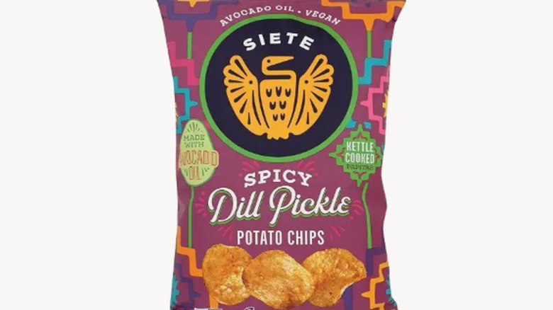 Bag of SIETE Spicy Dill Pickle Potato Chips