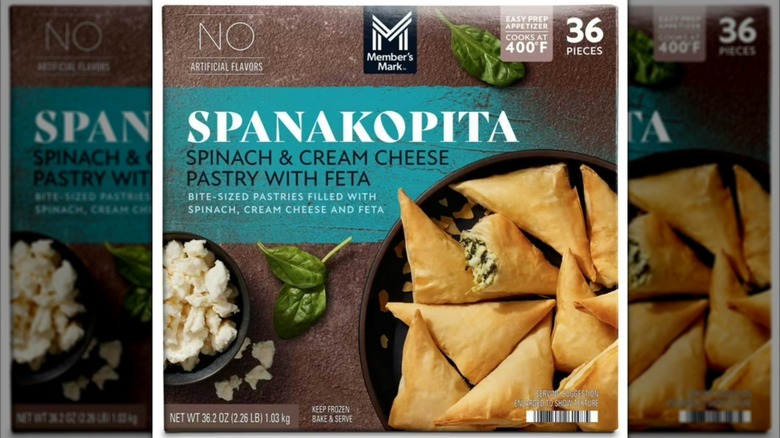 A box of Member's Mark Spanakopita