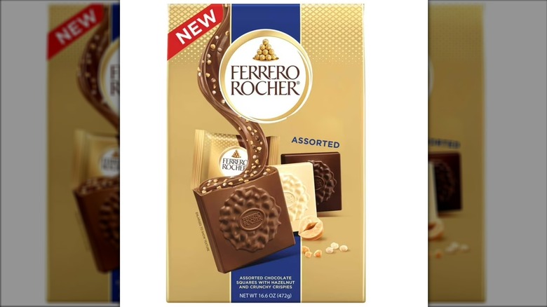 A golden bag of Ferrero Rocher Assorted Chocolate Squares