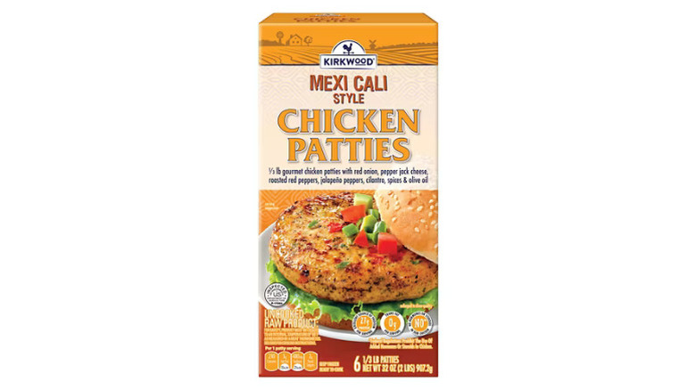 a box of Mexi Cali chicken patties against a white background