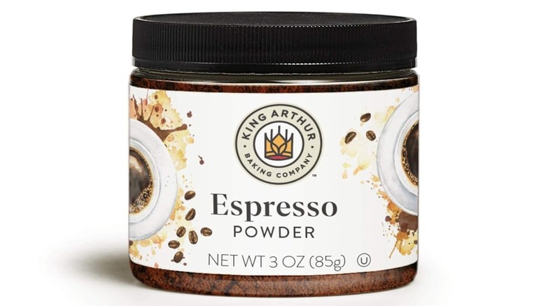 A container of King Arthur Espresso Powder on a white background